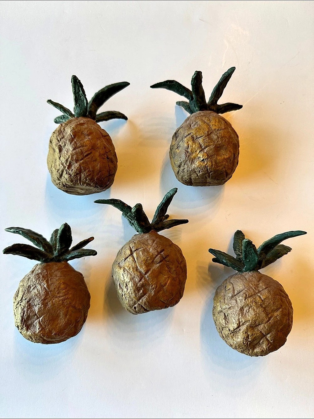 Vintage Set of 5 Pineapple Country Decor Figures Brown Green